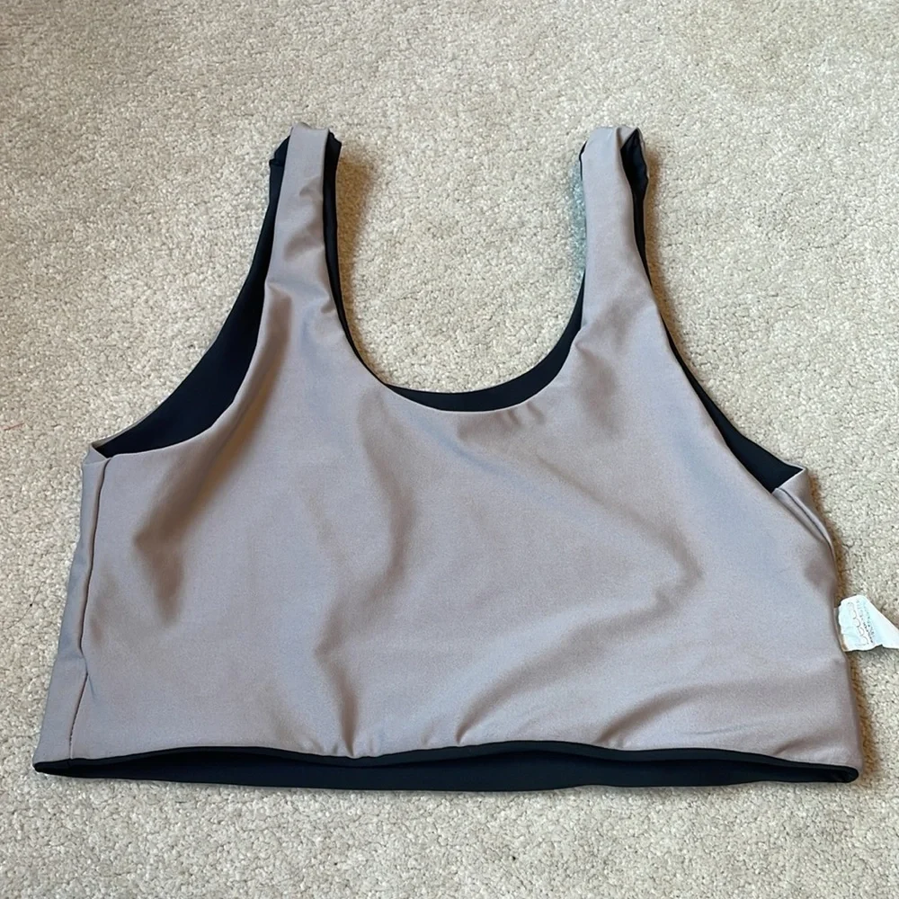Becca reversible tank style tan to black tank style bikini top